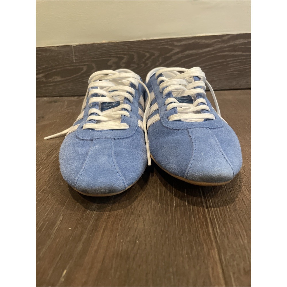adidas Women’s Light Blue and White Suede Athletic Shoes - Picture 3 of 7